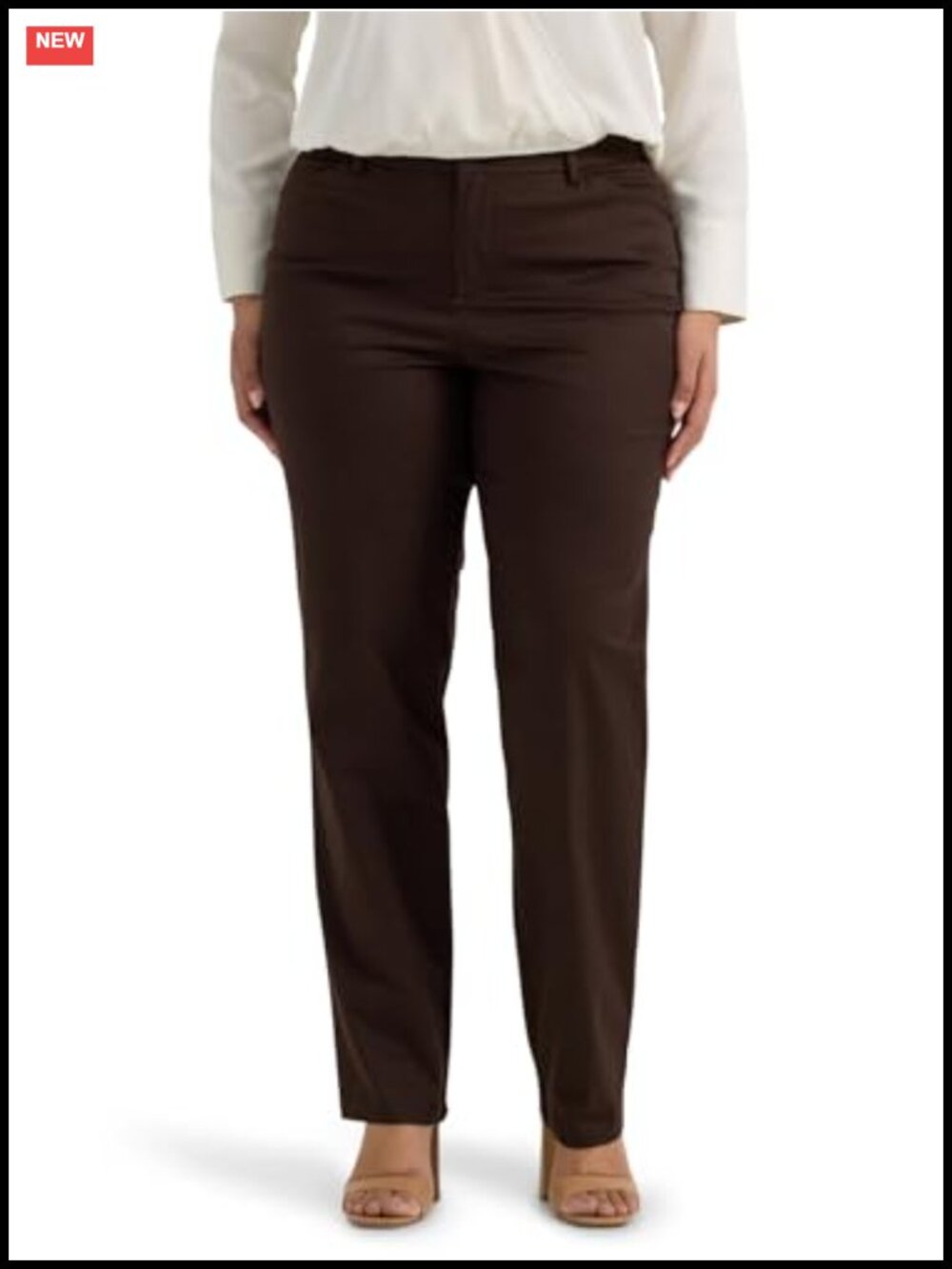 Lee Plus Size Wrinkle Free Relaxed Fit Straight Leg Pants Cotton Stretch Slacks